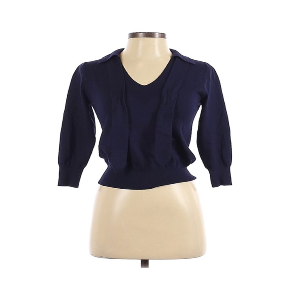 Nanette Lepore navy collared sweater